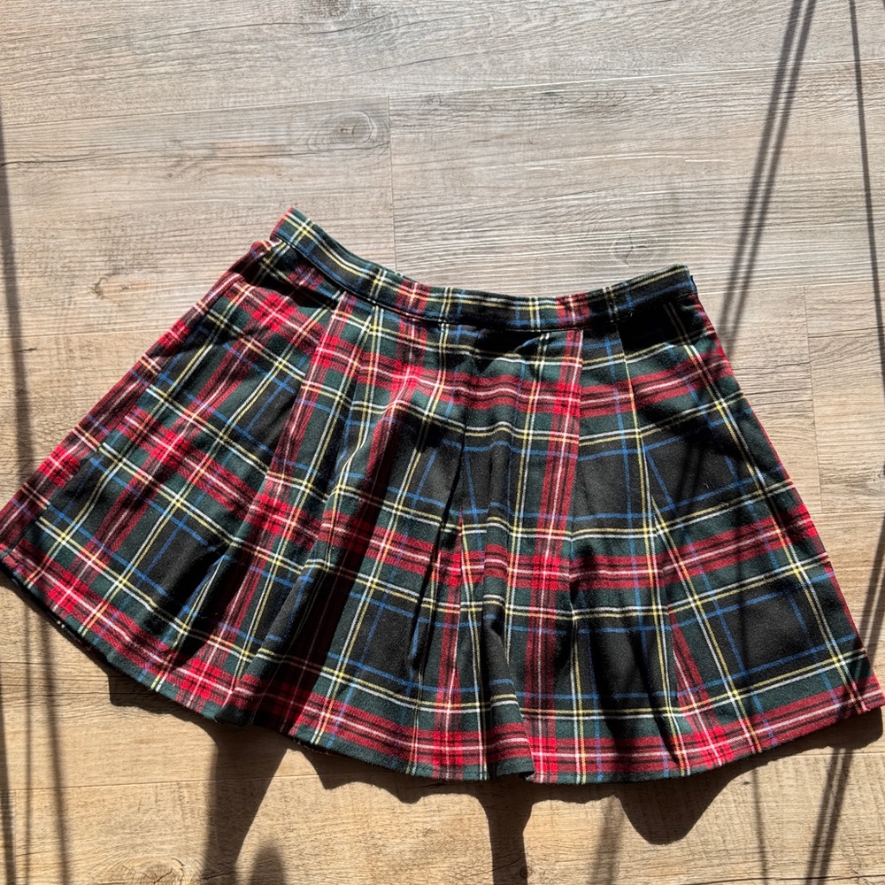 Forever 21 Plaid Skater Skirt in Red, Black, and Yellow